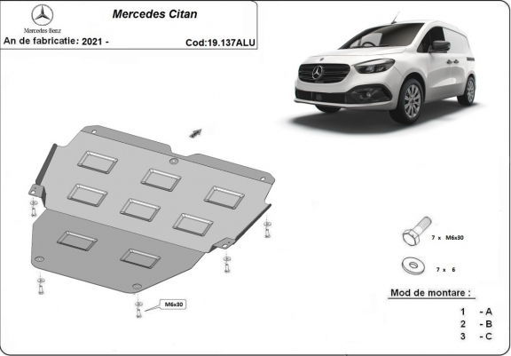 Cache sous moteur et de la boîte de vitesse Mercedes Citan