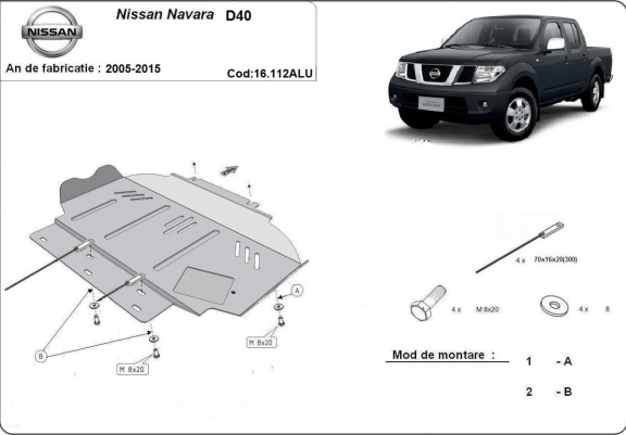 Cache sous moteur et de la boîte de vitesse Nissan Navara