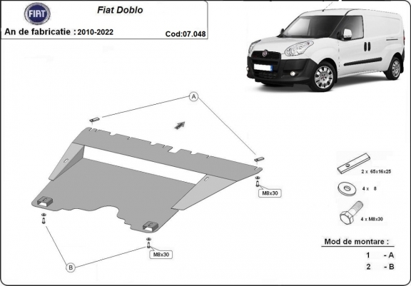 Cache sous moteur et de la boîte de vitesse Fiat Doblo