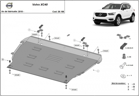 Cache sous moteur et de la boîte de vitesse Volvo XC40
