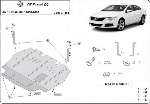 Cache sous moteur et de la boîte de vitesse VW Passat CC