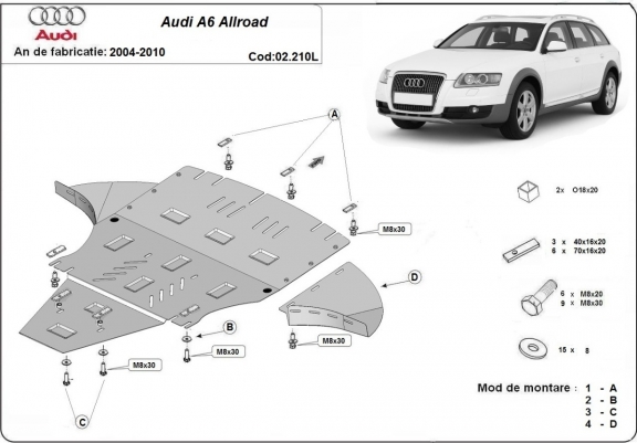 Cache sous moteur et de la boîte de vitesse Audi A6 Allroad 2 - avec latéraux
