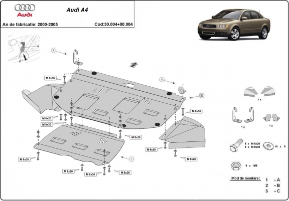Cache sous moteur Audi A4 B6 - forfait promotionnel - diesel
