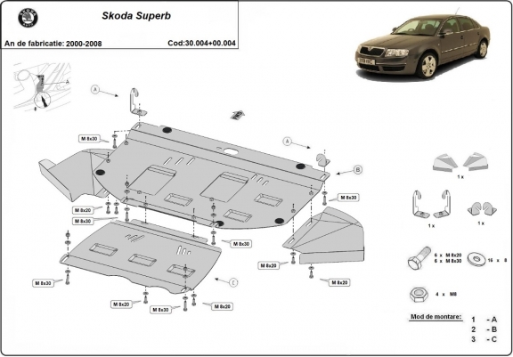 Cache sous moteur Skoda Superb - forfait promotionnel