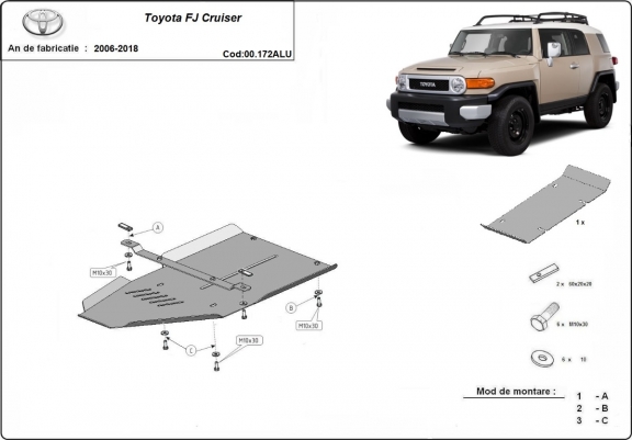 Cache de protection aluminium de la boîte de vitesse Toyota FJ Cruiser