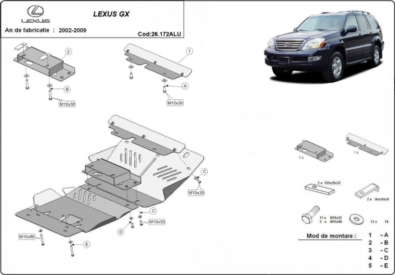 Cache Sous Moteur Lexus GX - Aluminium