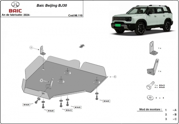 Cache de protection du différentiel Baic Beijing BJ30