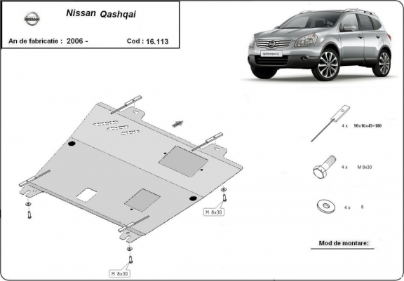 Cache sous moteur et de la boîte de vitesse Nissan Qashqai J10