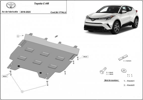 Cache sous moteur et de la boîte de vitesse Toyota C-HRAluminium