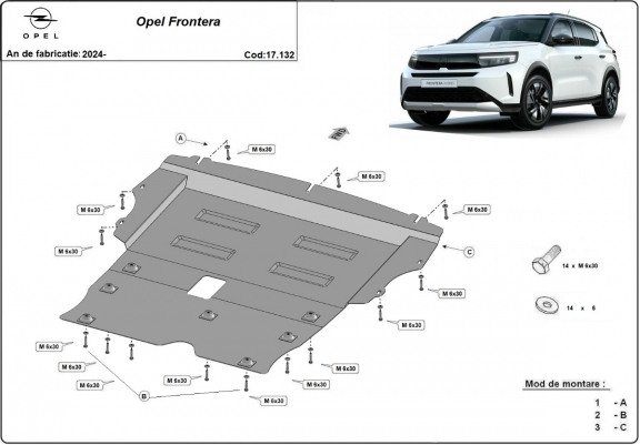 Cache sous moteur et de la boîte de vitesse Opel Frontera
