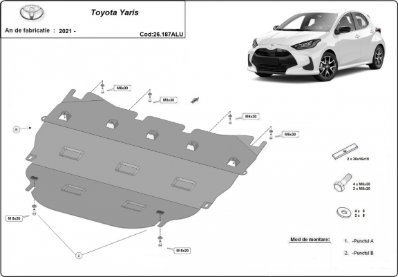 Cache sous moteur et de la boîte de vitesse Toyota Yaris Aluminium
