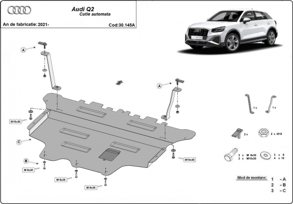 Cache sous moteur et de la boîte de vitesse Audi Q2 - Boîte de vitesse automatique