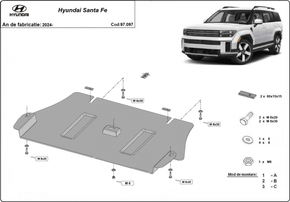 Cache de protection convertisseur catalytique Hyundai Santa Fe