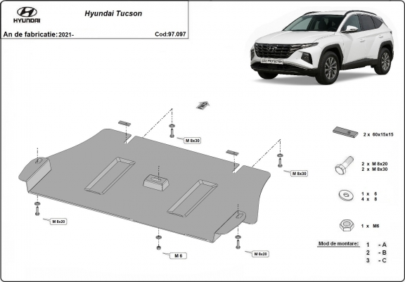 Cache de protection convertisseur catalytique Hyundai Tucson