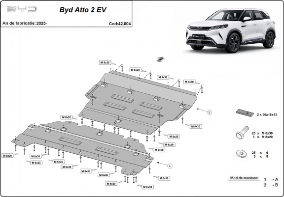 Cache sous moteur et de la boîte de vitesse BYD Atto 2