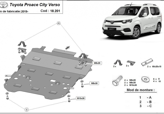 Cache sous moteur et de la boîte de vitesse Toyota Proace City Verso