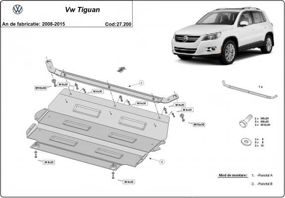 Cache sous moteur et de la boîte de vitesse VW Tiguan