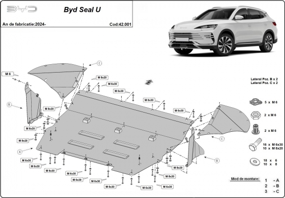Cache sous moteur et de la boîte de vitesse BYD Seal U