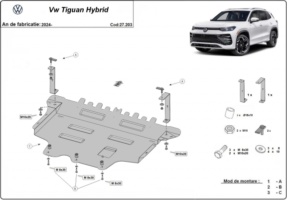 Cache sous moteur et de la boîte de vitesse VW Tiguan