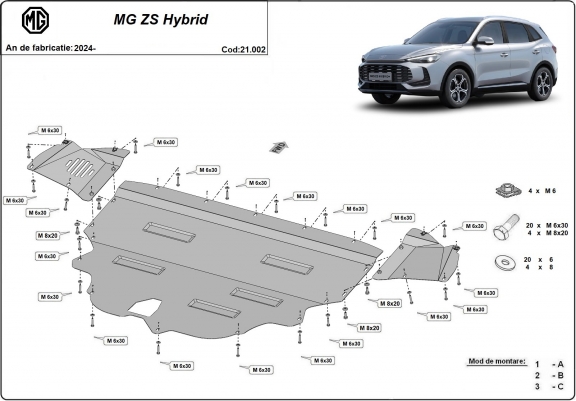 Cache sous moteur et de la boîte de vitesse MG ZS