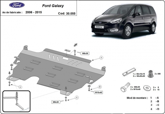 Cache sous moteur et de la boîte de vitesse Ford Galaxy 2
