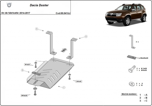 Cache de protection du différentiel - RWD Dacia Duster 4x4