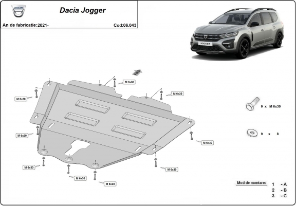 Cache sous moteur et de la boîte de vitesse Dacia Jogger