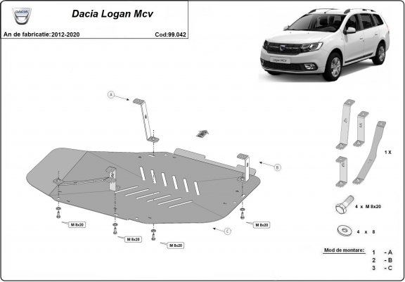 Cache de protection de réservoir Dacia Logan II MCV