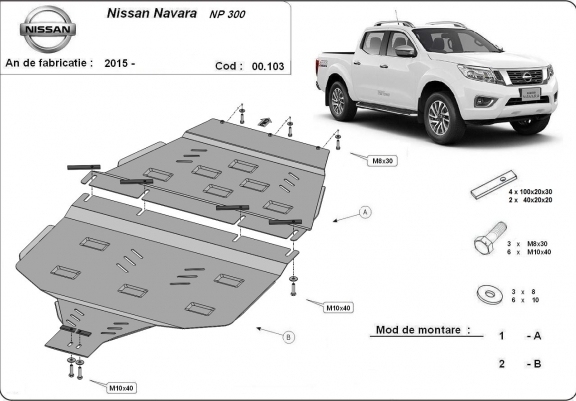 Cache de protection de la boîte de vitesse Nissan Navara NP300 - D23
