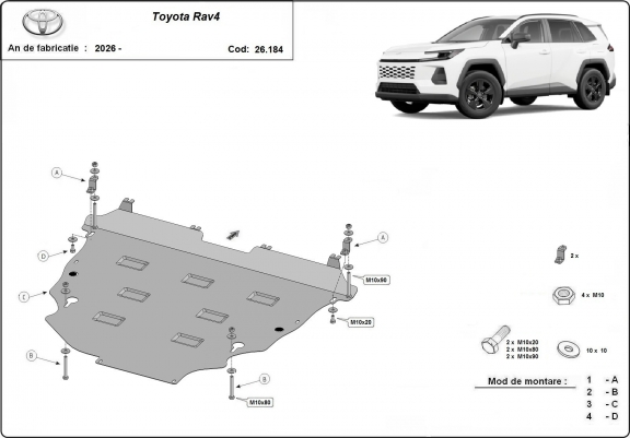 Cache sous moteur et de la boîte de vitesse Toyota Rav4