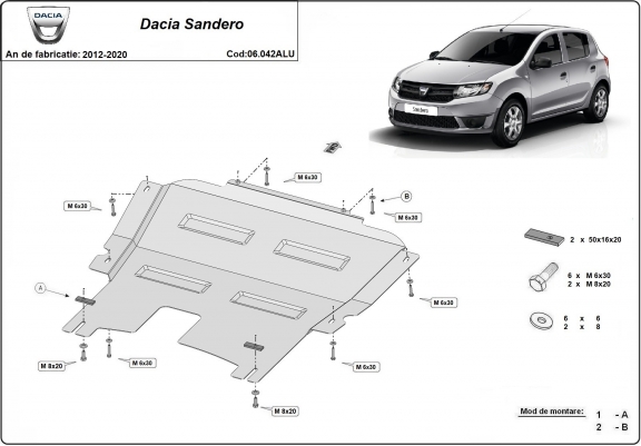 Cache sous moteur et de la boîte de vitesse DACIA  SANDERO 2 - Aluminum