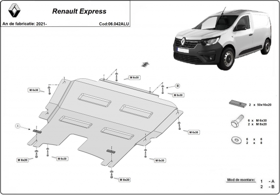 Cache sous moteur et de la boîte de vitesse Renault Express