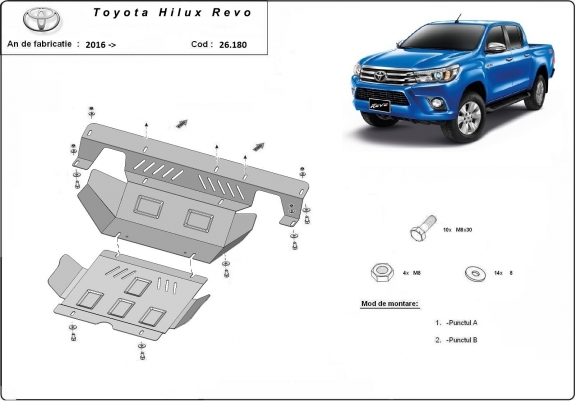 Cache sous moteur et de la radiateur Toyota Hilux Revo