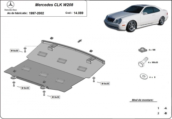 Cache sous moteur et de la radiateur Mercedes CLK W208