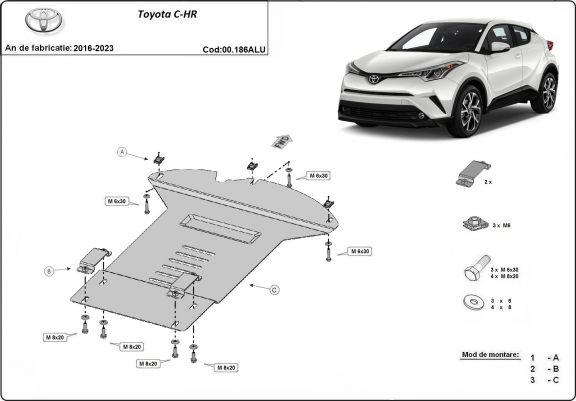 Protection convertisseur catalytique/cat lock  en aluminium Toyota C-HR