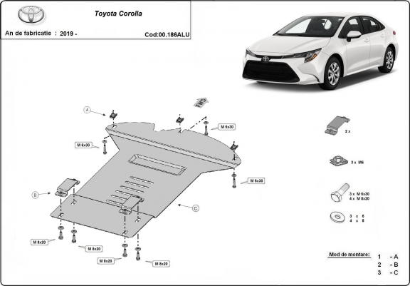 Protection convertisseur catalytique/cat lock  en aluminium Toyota Corolla
