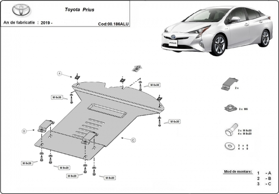 Protection convertisseur catalytique/cat lock  en aluminium Toyota Prius