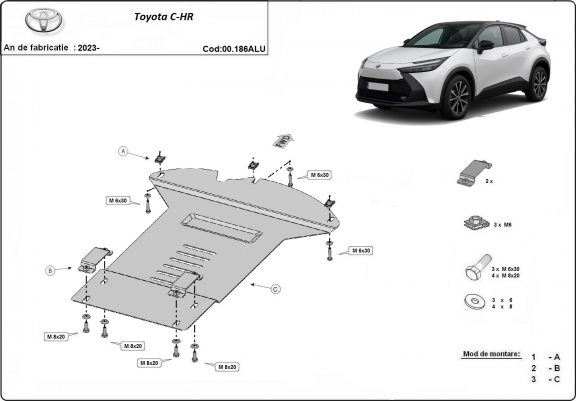 Protection convertisseur catalytique/cat lock  en aluminium Toyota C-HR