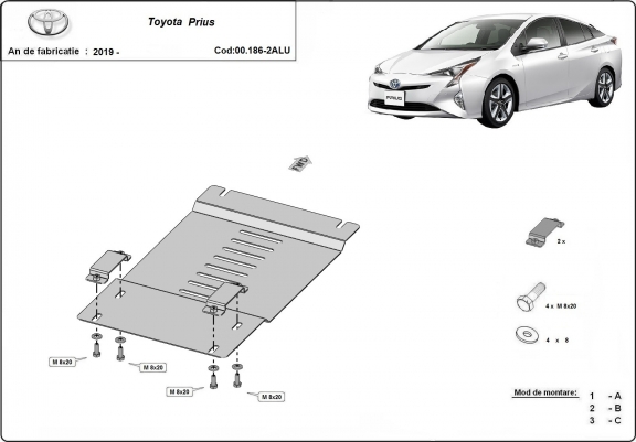 Protection convertisseur catalytique/cat lock  en aluminium Toyota Prius