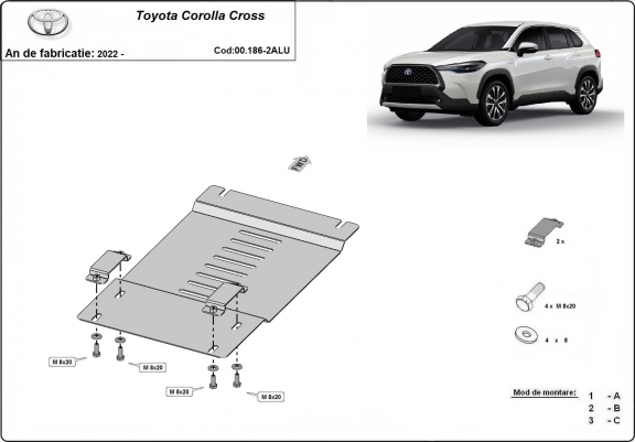 Protection convertisseur catalytique/cat lock  en aluminium Toyota Corolla Cross