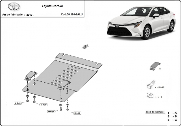 Protection convertisseur catalytique/cat lock  en aluminium Toyota Corolla