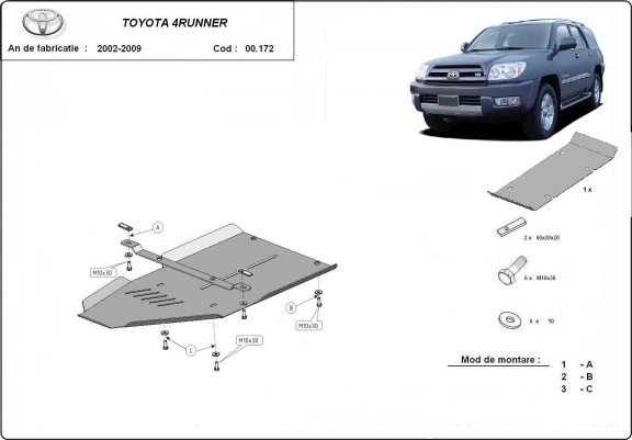 Cache de protection de la boîte de vitesse Toyota 4Runner