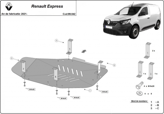 Cache de protection de réservoir Renault Express