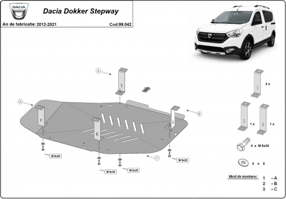 Cache de protection de réservoir Dacia Dokker Stepway