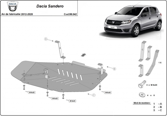Cache de protection de réservoir Dacia Sandero