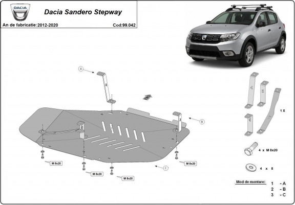 Cache de protection de réservoir Dacia Sandero Stepway