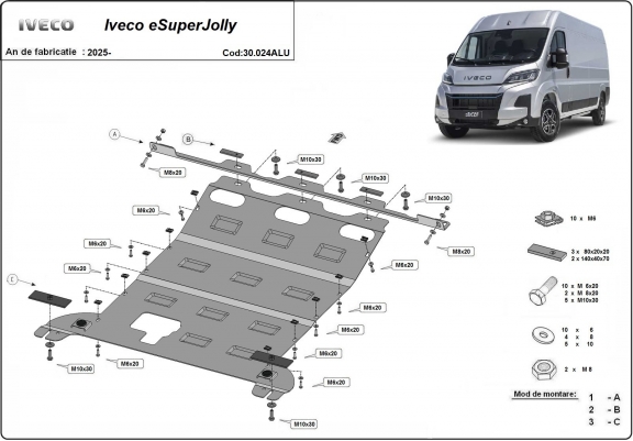 Cache sous moteur et de la boîte de vitesse en aluminium Iveco eSuperJolly