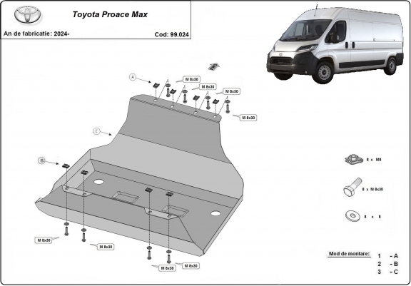 Cache de protection de réservoir Toyota Proace Max