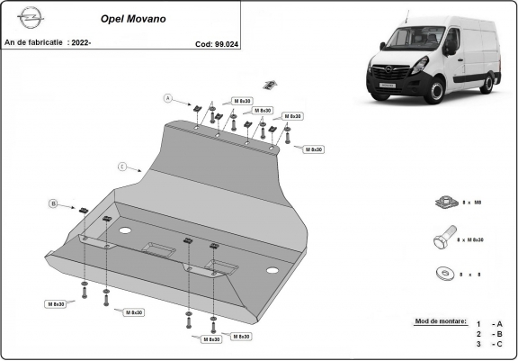 Cache de protection de réservoir Opel Movano C 