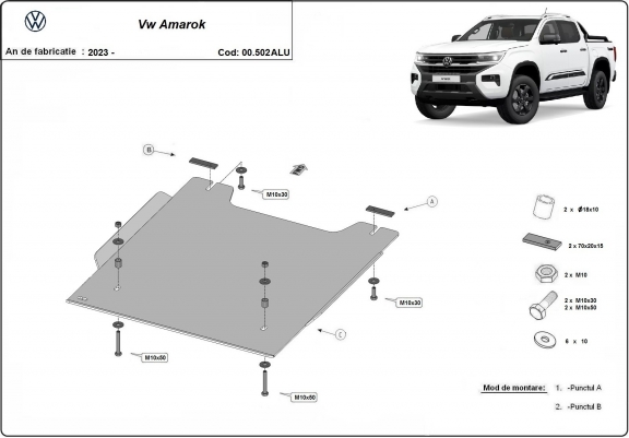 Cache de protection de transfert  Volkswagen Amarok - Aluminium